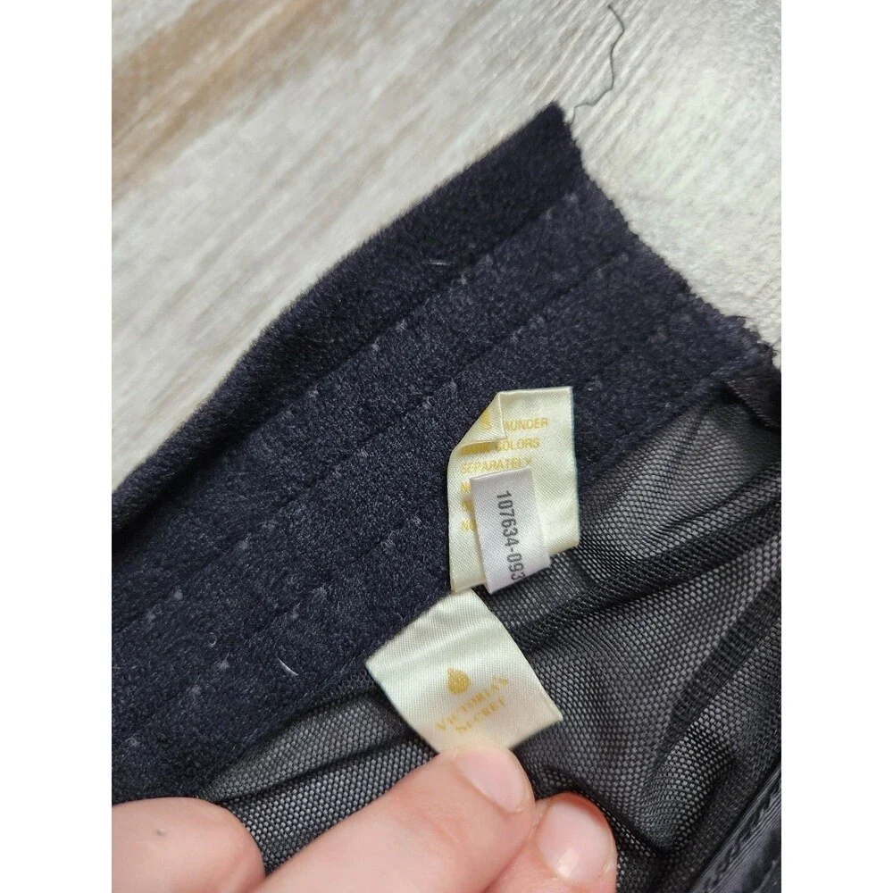 VTG Victoria’s Secret Gold Crown Corset 32B Black Lace Satin Sheer Bustier EUC - Picture 7 of 9